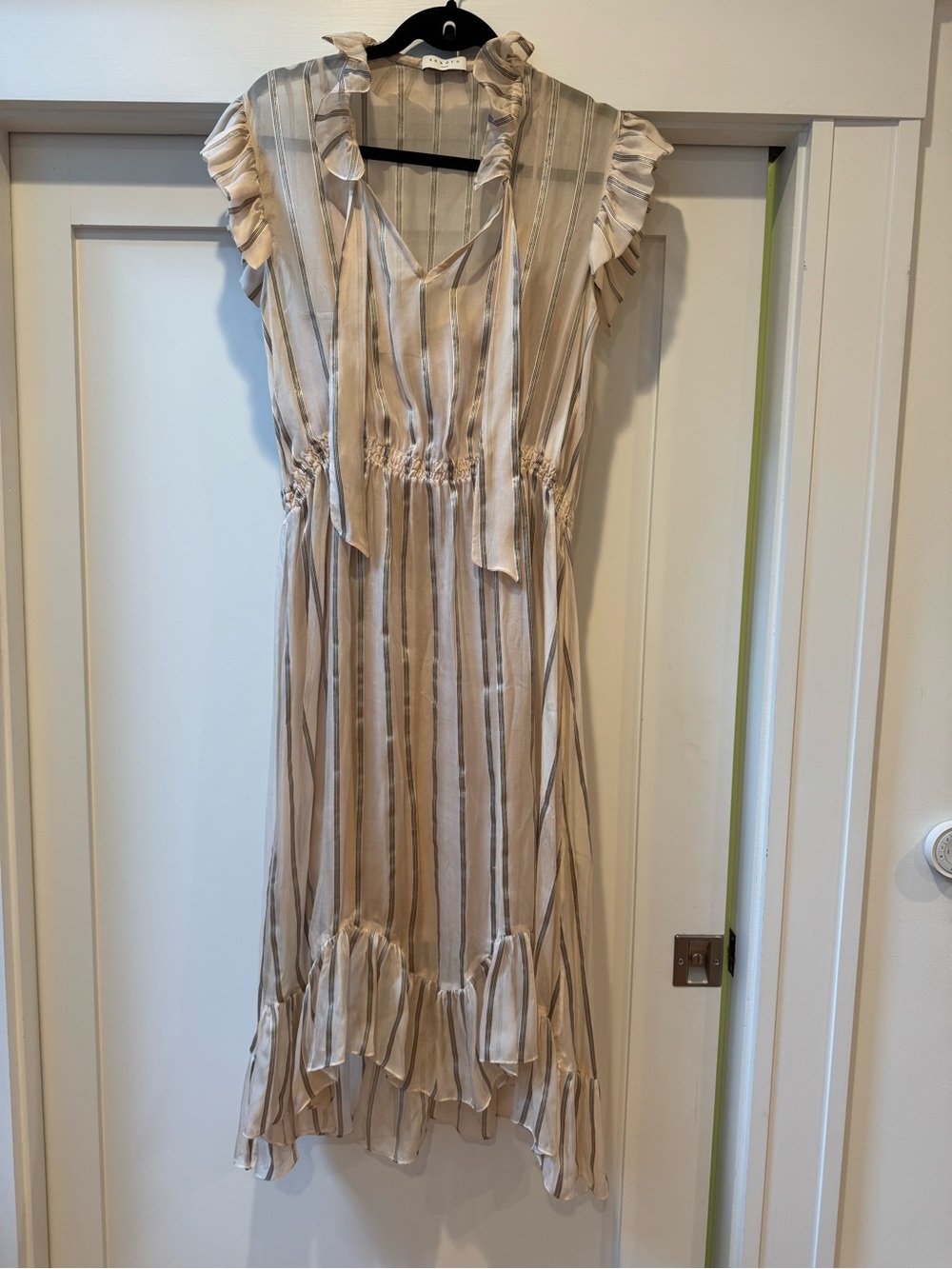 Sandro Blush Striped Ruffle High-Low Dress - Picture 5 of 9